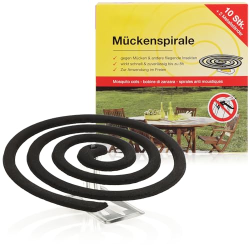 com-four® 10x Antimücken-Spiralen mit Ständer, die Mückenspirale vertreibt...