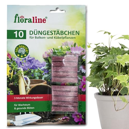 floraline® | 10x Balkon- und Kübelpflanzen - Düngestäbchen | Pro Stäbchen:...