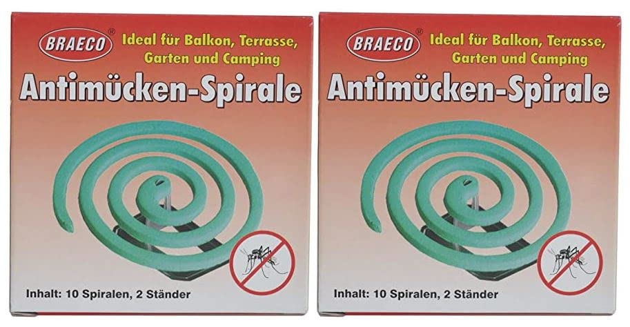 Braeco Antimücken-Spirale 2er Pack | 2 x 10 Stück | Insektenspirale |...