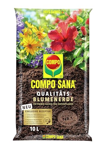COMPO SANA Qualitäts-Blumenerde, 12 Wochen Dünger, Kultursubstrat, 10 Liter,...